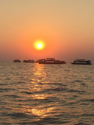 Sunset on Tonlesap lake